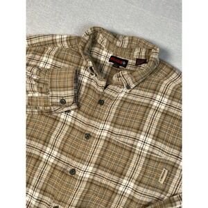 Wolverine Flannel LargeButton‎ Up Multi Brown Long Sleeve Collared Pocket Fall